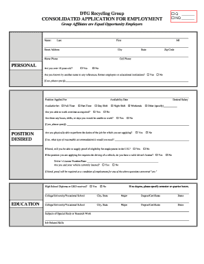 DTG Recycling Group Employment Application