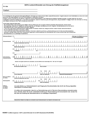 SEPA-Lastschriftmandat zum Einzug der Kraftfahrzeugsteuer