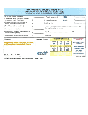 Montgomery County Employer's License Fee Withholding Return