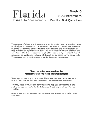 Grade 6 FSA Mathematics Practice Test