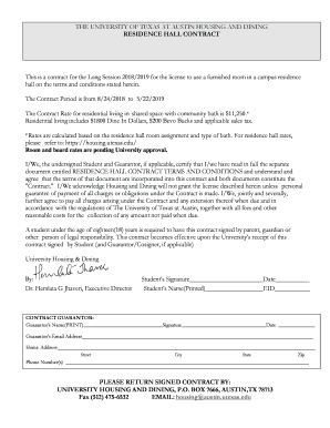 University of Texas at Austin Residence Hall Contract