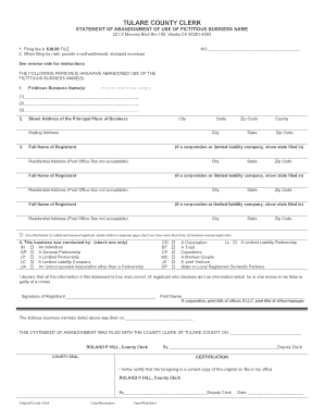 Statement of Abandonment of Fictitious Business Name