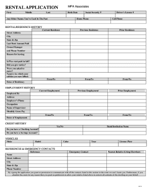 Rental Application Form