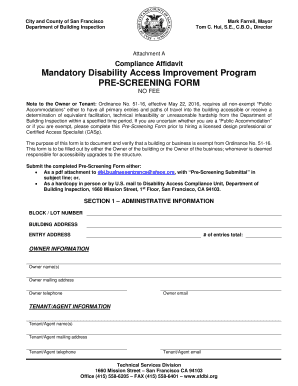 San Francisco Disability Access Pre-Screening Form