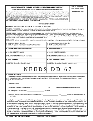 Former Spouse Payments from Retired Pay Application