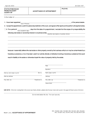 Michigan Acceptance of Appointment