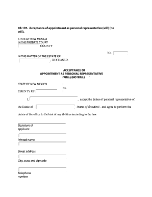 Acceptance of Appointment as Personal Representative
