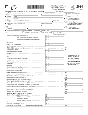 Alabama Financial Institution Excise Tax Return