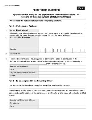 Application for Postal Voters List