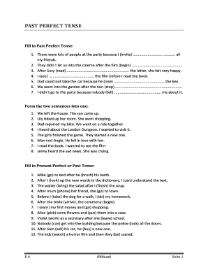 Past Perfect Tense Worksheet
