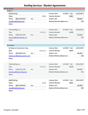 Roofing Services Blanket Agreements
