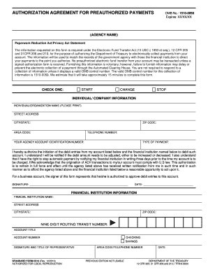 Authorization Agreement for Preauthorized Payments