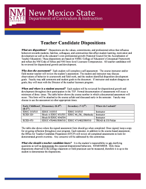 Teacher Candidate Dispositions Assessment Form