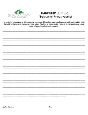 Hardship Letter for Financial Assistance