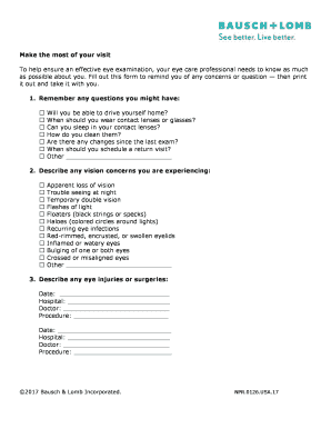 Eye Examination Pre-Visit Form