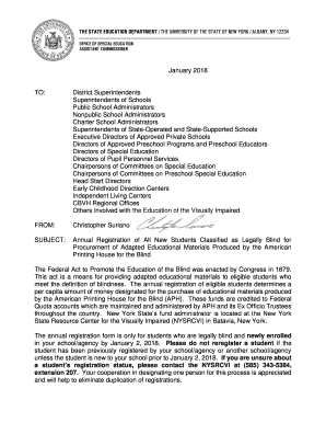 Annual Registration Form for Legally Blind Students