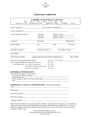 Employment Application Form