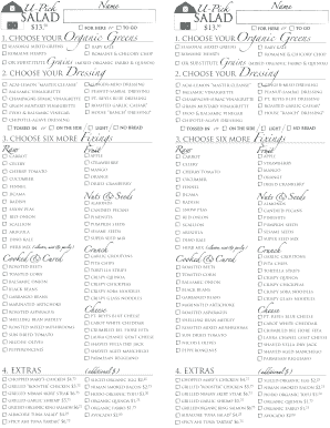 U-Pick Salad Menu