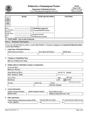 Form I-129 Nonimmigrant Worker Petition