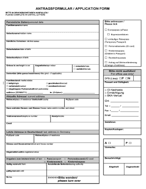 Antragsformular für deutschen Reisepass