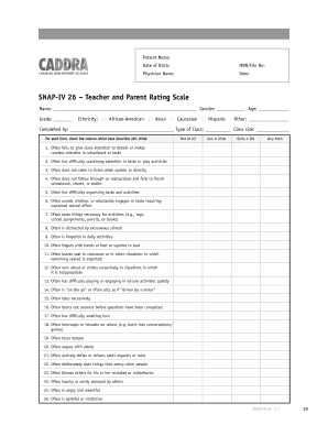 SNAP-IV 26 Teacher and Parent Rating Scale