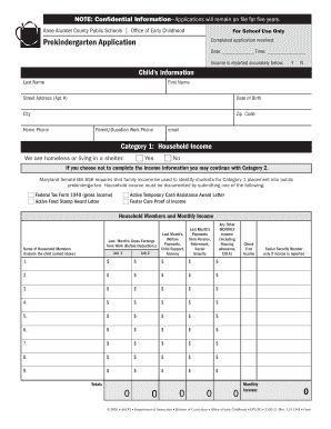 Maryland Prekindergarten Application