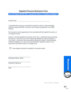 Hepatitis B Vaccine Declination Form