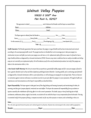 Puppy Purchase Agreement