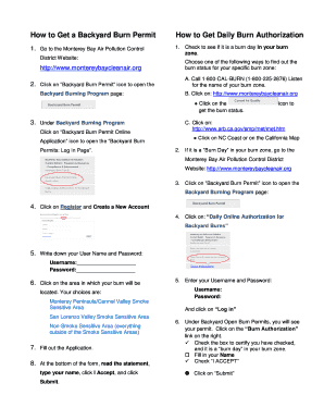 Backyard Burn Permit Application