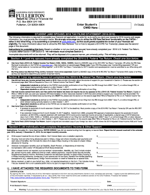 Student 2016 Tax Filing Statement