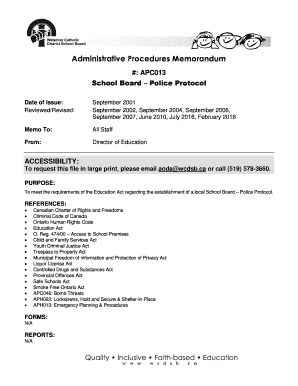 Administrative Procedures Memorandum - Waterloo Catholic District