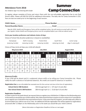 Summer Camp Connection Registration Form 2018