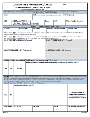 Army Professional Career Development Counseling Form