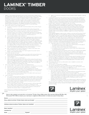 Laminex Timber Doors Warranty