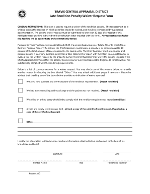Texas Late Rendition Penalty Waiver Request Form