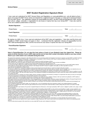 MIST Student Registration Signature Sheet