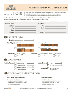 Prefinished Siding Order Form