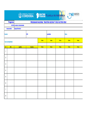 Planilla de Asistencia