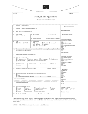 Formulaire de demande de visa Schengen