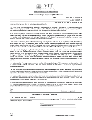 VIT Admission Undertaking Form