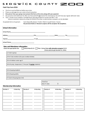 Field Trip Form 2018