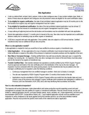 Washington State Organic Site Application