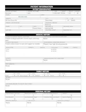 Patient Medical History Form