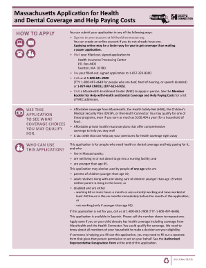 Massachusetts Health and Dental Coverage Application