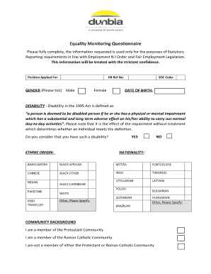 Equality Monitoring Questionnaire