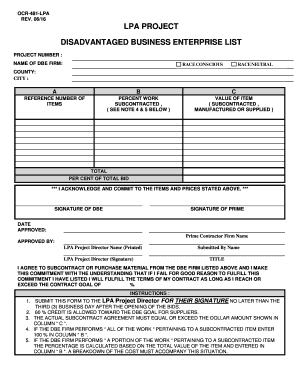 Disadvantaged Business Enterprise Commitment Form