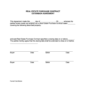 Real Estate Purchase Contract Extension Agreement