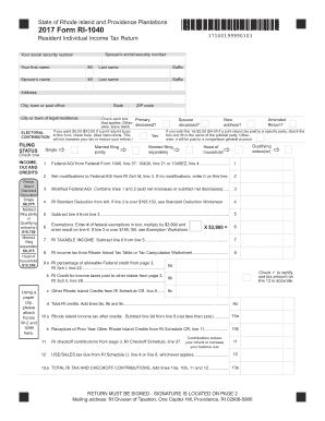 2017 Rhode Island Form RI-1040