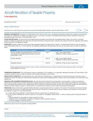 Texas Aircraft Rendition of Taxable Property Form 50-159
