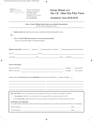 University of Pennsylvania Tax ID Cover Sheet